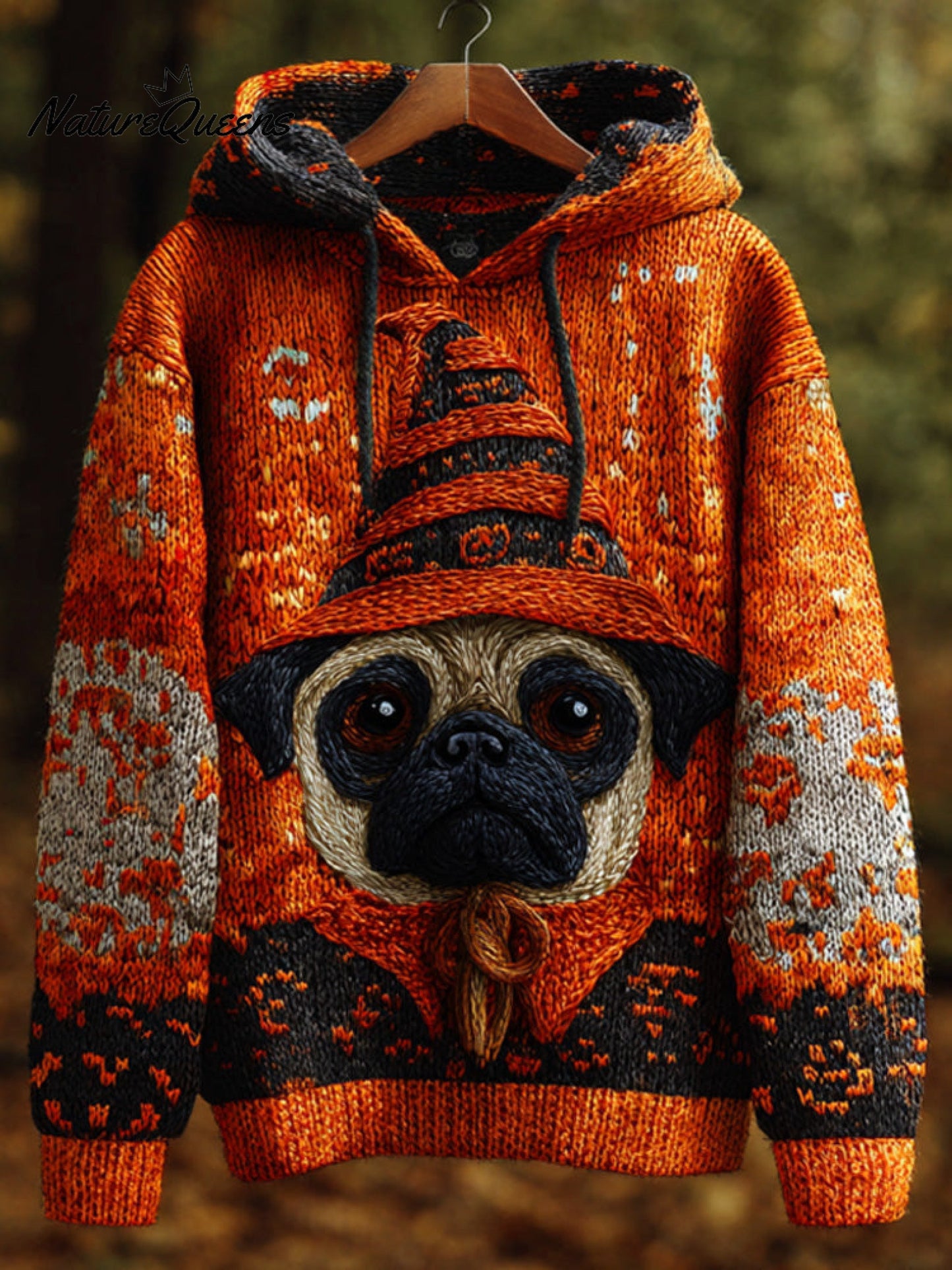 Women's Vintage Halloween Dog Embroidered Print Hoodie