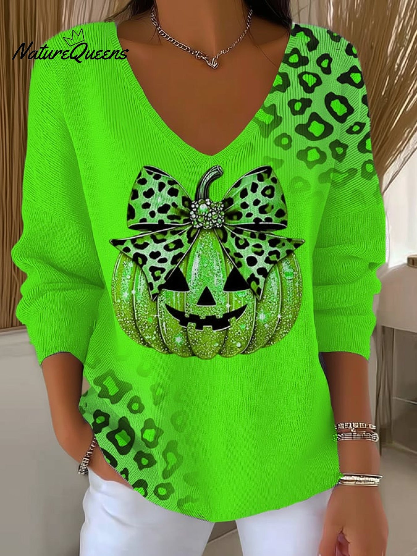 Women's Casual Autumn Pumpkin Striped Long Sleeve T-shirt